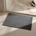 Triohero Bathroom Rugs Non Slip Washable, Super Absorbent Thin Bath Mat Small Quick Dry Low Pile Bathroom Rug, Dark Grey 16"x24"