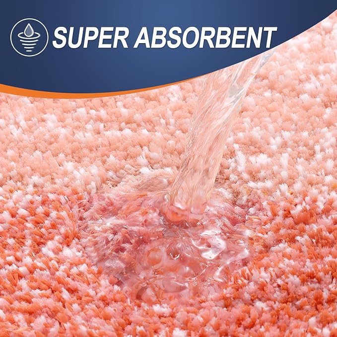 OLANLY Large Bathroom Rugs Mat 44x32, Extra Soft Absorbent Microfiber Bath Rugs, Rubber Backing, Quick Dry, Machine Washable Bath Mats for Bathroom Floor, Tub and Shower, Home Decor Accessories, Coral