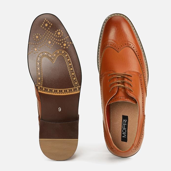 Mens Classic Cap Toe Dress Shoes Oxford for Office | Polished PU Outer Shell,Ventilated Comfortable Latex Insole. Formal Footwear Suited for Office Engagements ,Outings,Weddings