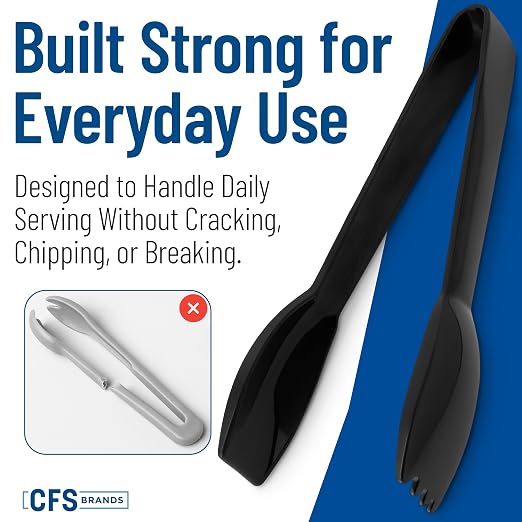 Carlisle FoodService Products Carly Salad Tong, 6" Salad Tong, Black (12 Pack)
