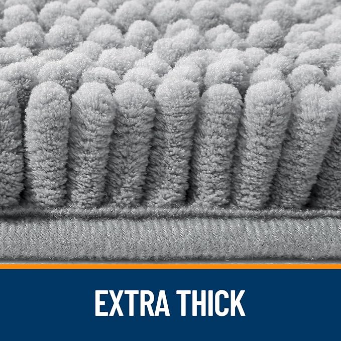 OLANLY Bathroom Runner Rugs 47x17, Extra Soft Absorbent Chenille Bath Rugs, Rubber Backing Quick Dry, Machine Washable Long Bath Mats for Bathroom Floor, Tub and Shower, Home Decor Accessories, Grey