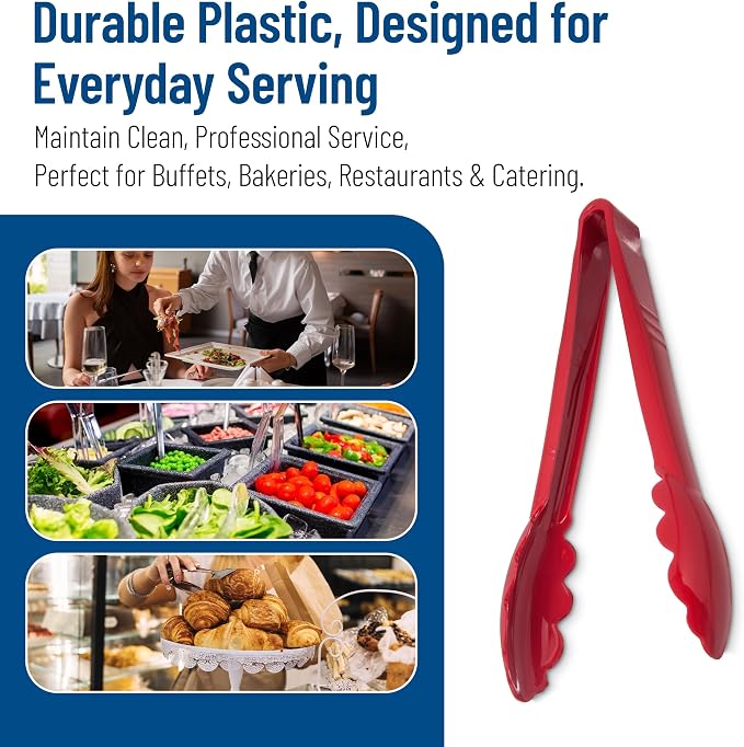 Carlisle FoodService Products 470905 Carly Salad Tong, 9" Utility Tong, 12 Pack