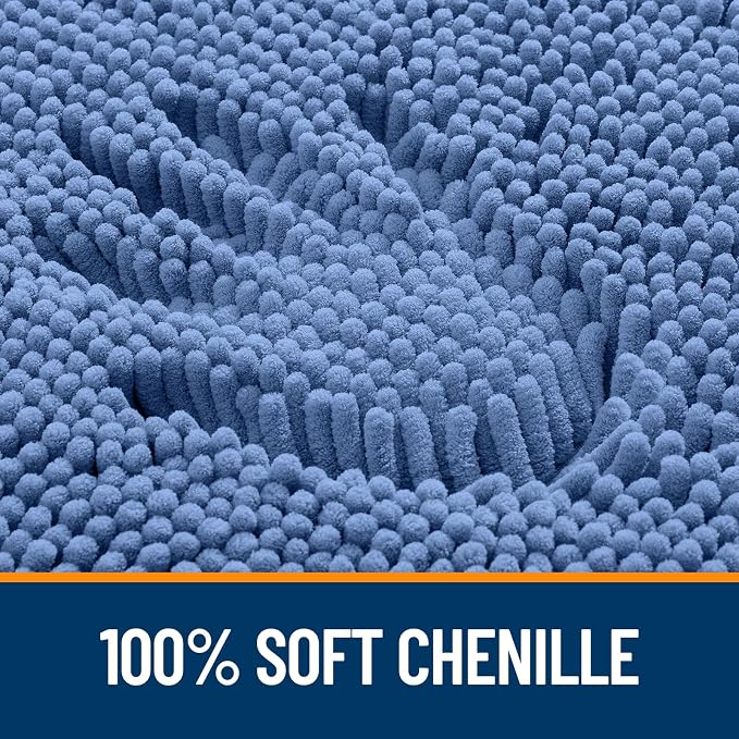 OLANLY Large Bathroom Rugs 50x30, Soft Absorbent Chenille Bath Rugs, Rubber Backing Quick Dry, Machine Washable Bath Mats for Bathroom Floor, Tub and Shower, Home Decor Accessories, Cornflower Blue