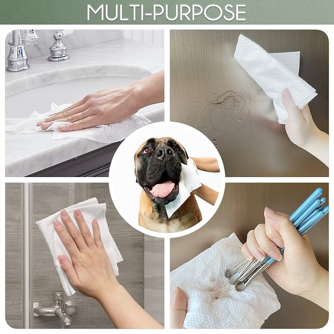 WOWOTEX Bamboo Viscose Disposable Face Towel Biodegradable Large Dry Face Wipes 60 Count Extra Thick Soft Clean Facial Towels for Sensitive Skin, Makeup Removing, Facial Cleansing, Nursing, Travel