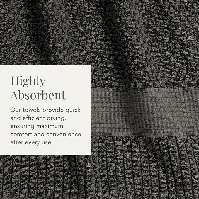 NY Loft 100% Cotton 2-Pack Oversized Bath Towel Set | Dark Grey | Quick-Dry | Two Oversized 35" x 70" Bath Towels / Bath Sheets | Super Absorbent | Designer-Styled Texture