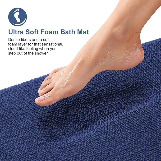 OLANLY Thick Memory Foam Small Bathroom Rugs Mats 24x16, Twilight Sapphire | Soft Quick Dry Bath Mats, Non-Slip, Absorbent Machine Washable Mat for Bathroom Floor, Tub and Shower, Home Decor Accessories