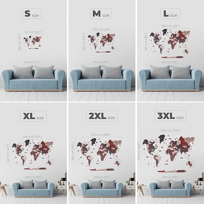 ENJOY THE WOOD Colored World Map Wood Wall Art - 3D Wall Art Home Decor - Wooden Travel Map Housewarming Gift Idea - World Map Decorations for Home (Cliff, M)