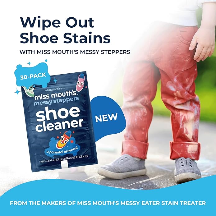 Messy Steppers Complete Shoe Care Kit, Foam Cleaner, Brush & 30 Wipes | Includes 4 Oz Foaming Sneaker Cleaner, Shoe Brush & 30 Cleaning Wipes; For Rubber, Canvas & Leather; Removes Dirt, Grass & Sc