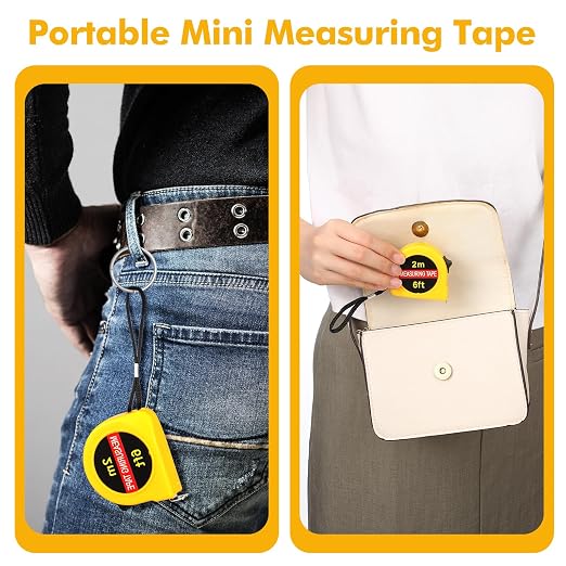 Copkim 50 Pcs 6 FT Mini Tape Measure Retractable Bulk Small Measuring Tape Pocket Size Measurement Tool for Operation Christmas Items Party Favor Gifts Stuffers for Men(Yellow)