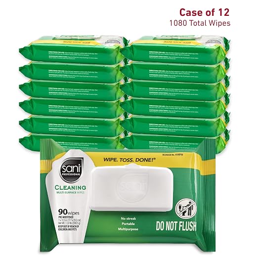 PDI Sani-Professional Cleaning Wipe, Multi-Surface, Fresh Scent, Degreasing, Non - Streak, For Kitchen, Restaurant Tables, Glass, Treated Wood, 90 Count, Pack of 12 (1080 Total Wipes) | Multi-Surface, Fresh Scent, Degreasing, Non - Streak, For Kitchen,...