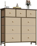 OLIXIS 9 Drawer Storage Dresser with Wood Top - Wide Fabric Chest Organizer for Bedroom, Closet, Living Room,Tower Cabinet, TV Stand, Hallway Entryway Furniture,Khaki