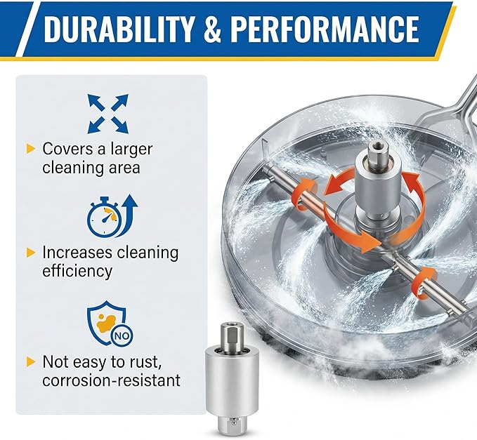 85.790.004 Replacement Rotary Swivel Head for Industrial Surface Cleaners, 4000 PSI & 8 GPM, Professional High-Pressure Washer Part, Fits 16" 20" 22" 24" 30", Compatible with BE Whirl-A-Way