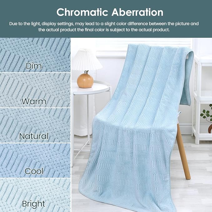 JML Microfiber Bath Towels, Light Blue, 30" x 60", 2 Pack | Hanging Hook, Lint Free, Oversized, Soft, Super Absorbent, Fast Drying, Use for Sport, Fitness, Yoga, Diamond Cross Grid