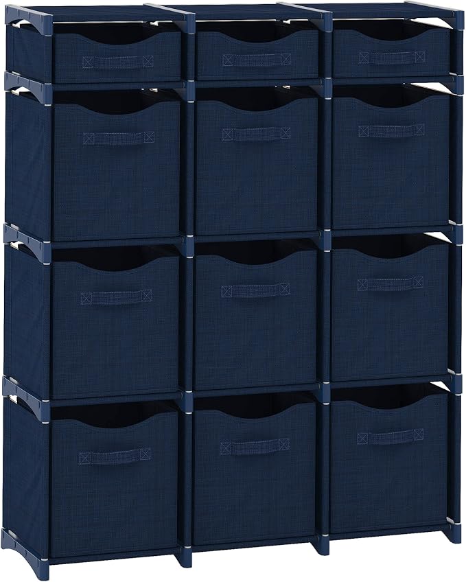 Cube Storage Organizer with 12 Storage Bins Included – Storage Cubes for Home Organization, Toy Storage, Office Storage, Living Room Storage, and General Storage Solution (Navy)