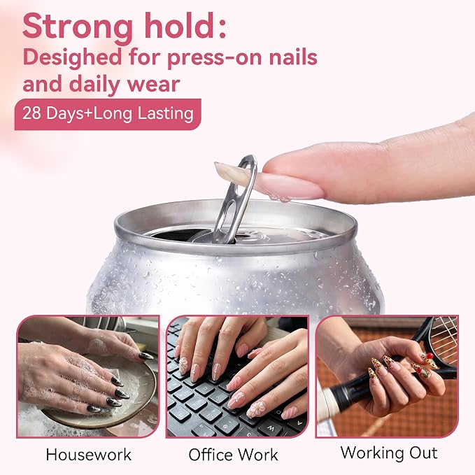 Makartt Press On Nail Glue: No UV Lamp Needed, 20s Air Dry Adjustable for Beginners, Strong Hold, Semi-solid Precise Control, Easy for Press-On Users At-home Application, HEMA-Free for Sensitive Nails