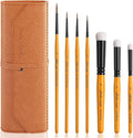 Golden Maple Kolinsky Sable Brushes,7PCS Miniature Paint Brushes Set with DryBrushes #3,5,6 for Miniature,Model,Oil,Acrylics,Watercolor,Gouache