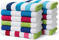 Ben Kaufman Cabana Stripe Beach & Pool Towel - Large Cotton Terry Beach Towel - Soft & Absorbant - Assorted Colors - 30" x 60" - 12 Pack