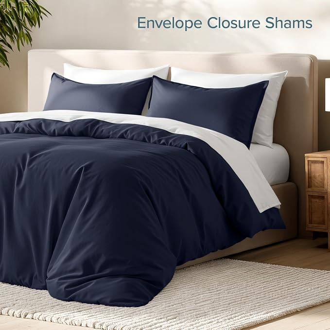 Bare Home Bedding Duvet Cover California King Size - Premium 1800 Super Soft Collection - Lightweight, Cooling - Soft Breathable Bedding Duvet Cover (Cal King, Midnight Blue)