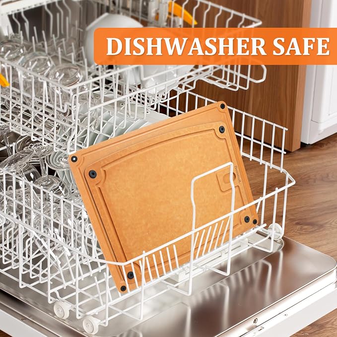 Large Cutting Boards for Kitchen Dishwasher - 2PC Cutting Board Set Double-Sided with Non-Slip Feet and Juice Groove Composite Chopping Board for Kitchen Knife Friendly XL(18.8")+L(14.5")