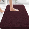 OLANLY Bathroom Rugs 32x20, Extra Soft Absorbent Chenille Bath Rugs, Rubber Backing Quick Dry, Machine Washable Bath Mats for Bathroom Floor, Tub and Shower, Home Decor Accessories, Black Cherry