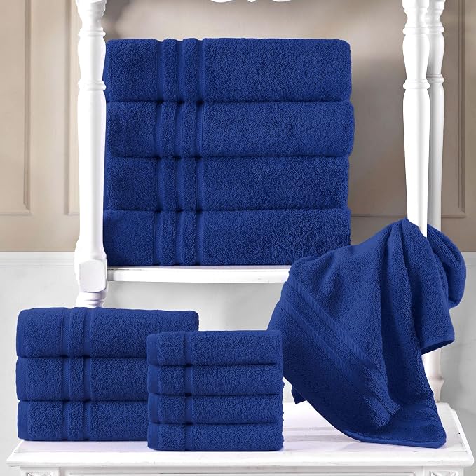 Hawmam Linen Royal Blue Bath Towels 4 Pack Soft and Absorbent, Premium Quality Perfect for Daily Use 100% Cotton Towel 600 GSM