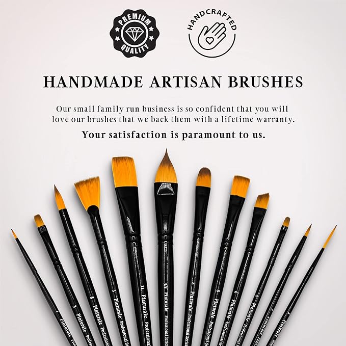 Pinturale Arts Set of 12 Acrylic Paint Brushes Professional | Acrylic & Oil Masters | Oil Painting Brushes | Handmade Paint Brush Set for Acrylic Painting