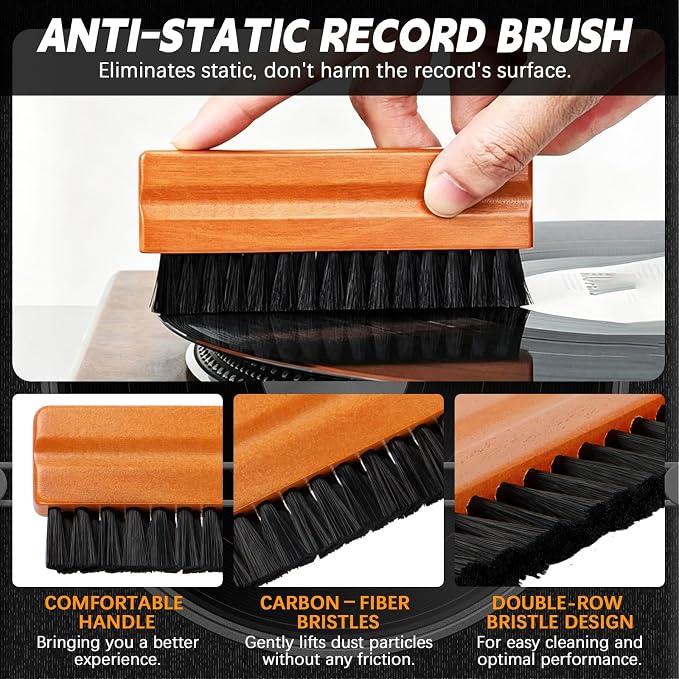 9-in-1 Vinyl Record Cleaning Kit,Turntable Cleaner Set with 2 TN3600L Replacement Stylus Needles,Velvet Brush,Anti-Static Record Brush,Nano Brush,Stylus Brush,Cleaning Cloth for LP Albums