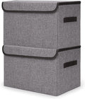 Bagnizer Large 42 Quarts Fabric Storage Bins with Lids [2-Pack] Linen Collapsible Foldable Storage Cubes, Closet Organizer Containers boxes with Handles for Home Office (16.7 x 12 x 12, Gray)