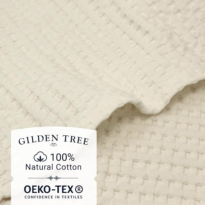 GILDEN TREE Waffle Bath Towels Wash Cloths for Showering, Exfoliating Washcloth Quick Dry Towel, Face Towels for Washing Face Cotton Washcloths Set of 4, Modern Style (Cream)