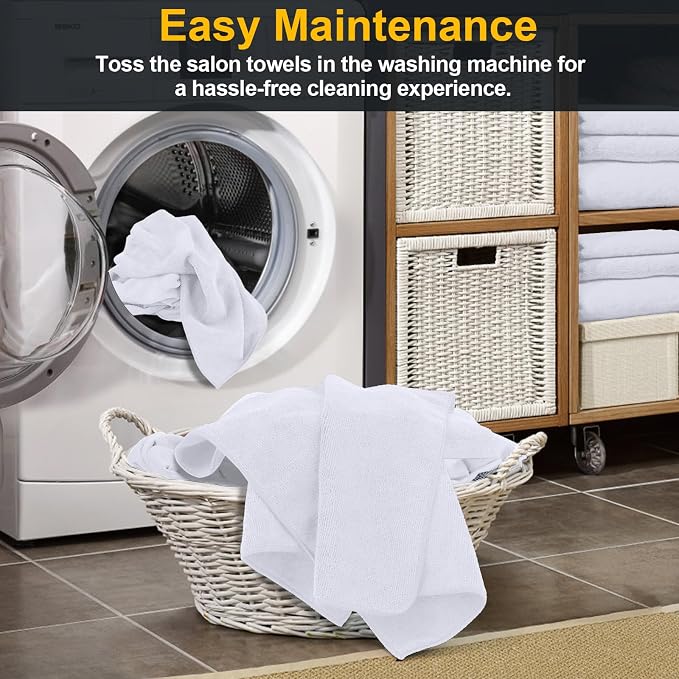 UNIMADE Salon Towels 24 Pack, Super Soft Microfiber Hand Towel | Highly Absorbent Hair-Drying Cloth for Gym, Bath, Spa Use and Home Beauty Care - White (16x29 inch)