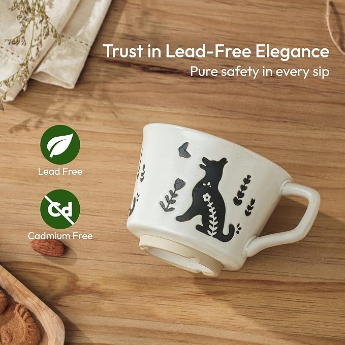 11 oz Ceramic Coffee Mug, Stoneware Teacup with Handle | Small Novelty Unique Cup for Tea Mocha Latte Cappuccino, Microwave Dishwasher Safe (Dog)
