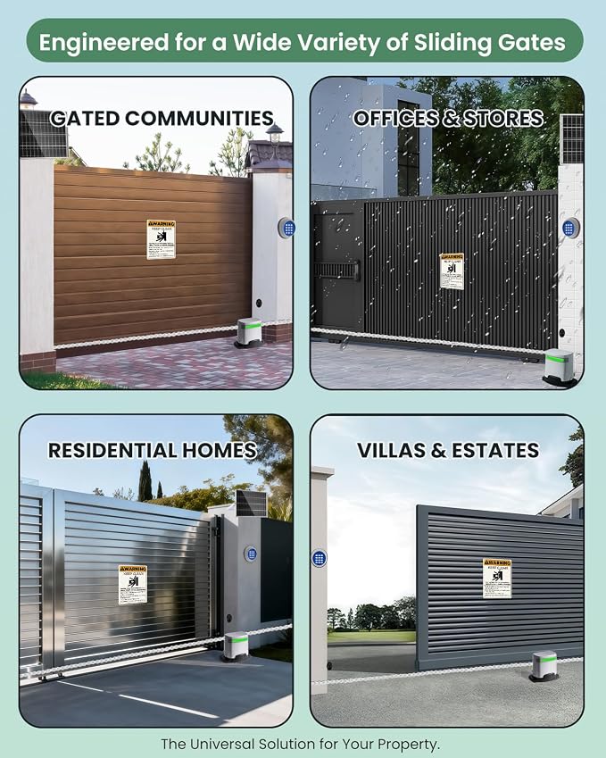 1300lb Sliding Gate Opener with Chain Drive & Solar Panel, WiFi/App & Keypad & Remote Control, Built-in Backup Battery & Infrared Safety Sensor - Complete Automatic Motor Kit for 40ft Gates