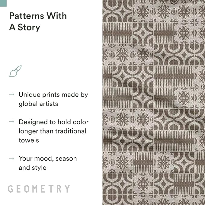 GEOMETRY Spring Kitchen Towels - Quick Dry Microfiber Cloth Spring & Summer Dish Towels for Kitchen Drying - Premium Quick Dry Towel - Sandy, 18" x 30" - 1-Pack