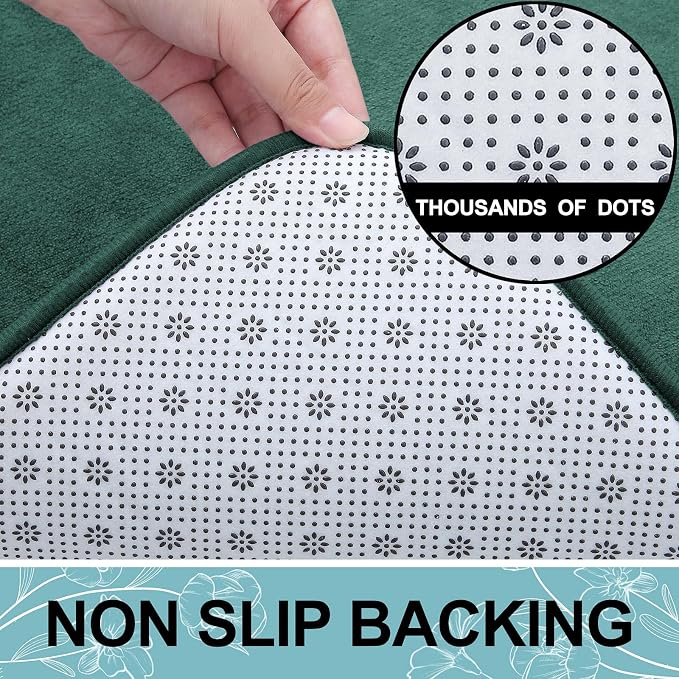 Smiry Memory Foam Bath Mat 36x24, Extra Soft and Absorbent Bathroom Mats, Non Slip Washable Carpet for Floor, Shower and Tub, Green