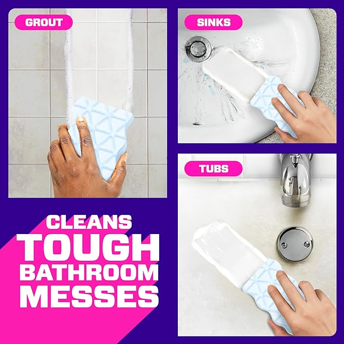 Mr. Clean Magic Eraser Sponge, Bathroom, Shower, Tub Cleaner, Soap Scum Remover, Bathroom Cleaning Supplies, Dawn Cleaning Power with Lemon Scent, Shower & Tub, 6ct (Pack of 4)