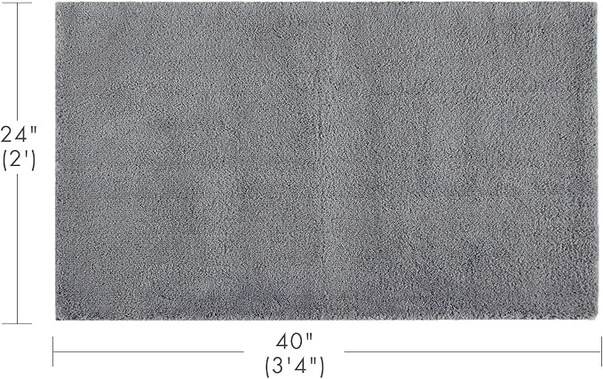 Madison Park Marshmallow Bathroom Rug Non Slip, Luxrurious Plush Bath Mat, Absorbent, Quick Dry, Spa Design Bath Room Décor, 24x40, Grey