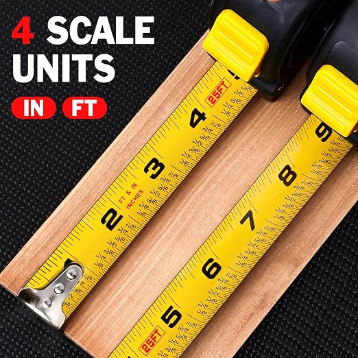 10 Pack Bulk Tape Measure 25 FT with Fractions 1/8, Easy Read Retractable Measuring Tape, Great for House Construction and Carpenter