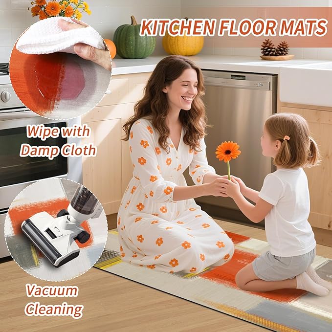 XLHOMO Kitchen Rugs Sets of 3, Non Slip Washable Kitchen Mats for Floor, Anti-Fatigue Runner Rug with Rubber Backing, Waterproof Kitchen Rug Set for Laundry, Floor, Office, Hallway