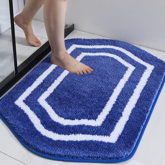 COSY HOMEER Extra Thick Bath Linen Sets - Anti-Slip Bath Rugs Mats Soft Plush 100% Strong Polyester Mat Living Room Bathroom Floor Water Absorbent(Blue,24x36 - Inches)