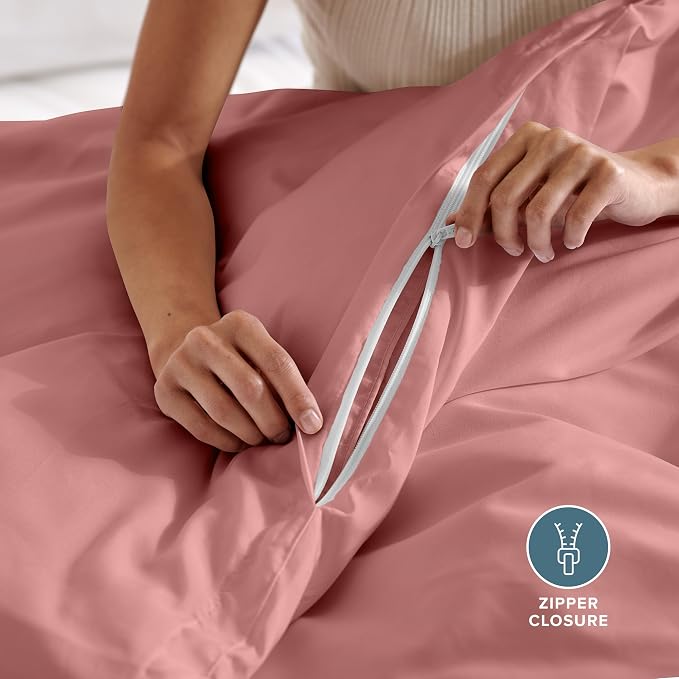 Bare Home Bedding Duvet Cover Queen Size - Premium 1800 Super Soft Collection - Lightweight, Cooling - Soft Breathable Bedding Duvet Cover (Queen, Dusty Rose)