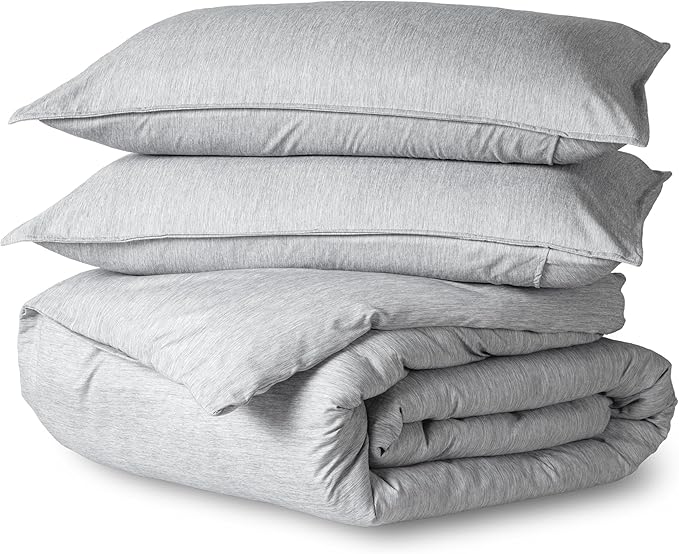 Bare Home Bedding Duvet Cover Oversized Queen Size - Premium 1800 Super Soft Duvet Covers Collection - Lightweight & Soft Textured Bedding (Oversized Queen, Heathered Pewter)