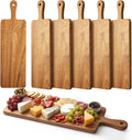 Nuenen 6 Pcs Wood Cutting Board with Handle 16.1 x 4.7 Inch Acacia Bamboo Wooden Serving Kitchen Chopping Boards for Pizza, Bread, Cheese, Charcuterie, Fruit, Vegetables(Narrow Acacia)