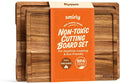 SMIRLY Acacia Wood Cutting Board - 2 Pack Cutting Boards for Kitchen | Non Toxic Acacia Cutting Board with Juice Grooves and Handles, Multiple Sizes Chopping Board for Meal Prep & Charcuterie