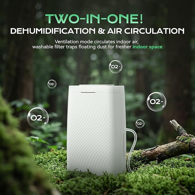 Tehanld 80-Pint Dehumidifier for Basement With Drain Hose, Compressor Dehumidifier for 5000 Sq Ft, Efficient Humidity Control,Ideal for Home, Garage, Large Room, Attic, Bathroom