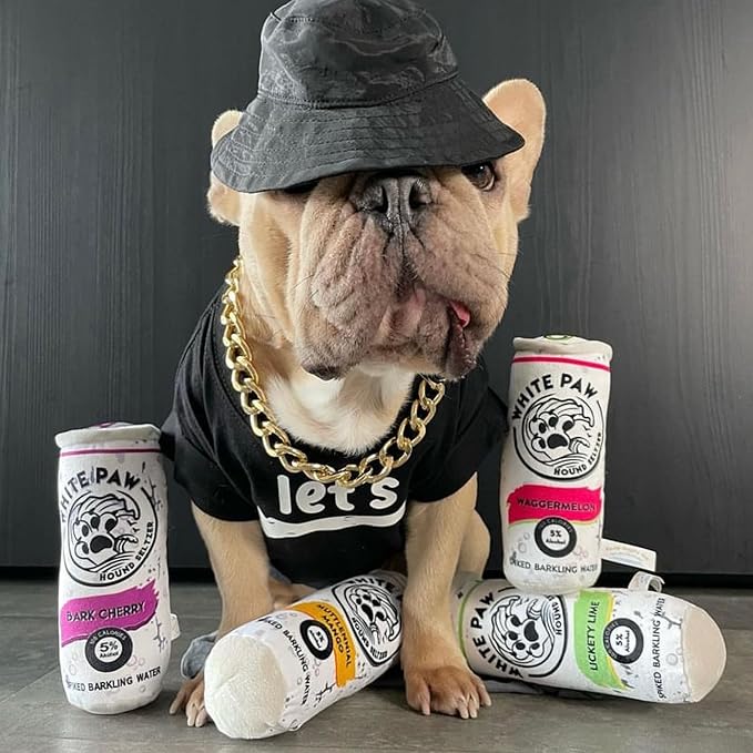 Haute Diggity Dog White Paw Bark Cherry, Plush Designer Dog Toys with Interactive Squeaker, Stimulating Pet Enrichment, Machine-Washable & Safe Materials for All Breeds, One Size