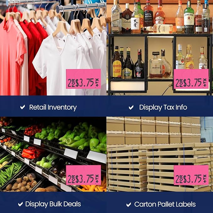 Pricing Labels for Monarch 1131 Fluorescent Pink - 60,000 Labels w/ 24 Rolls Value Pack, 3 Sleeves - Made in USA