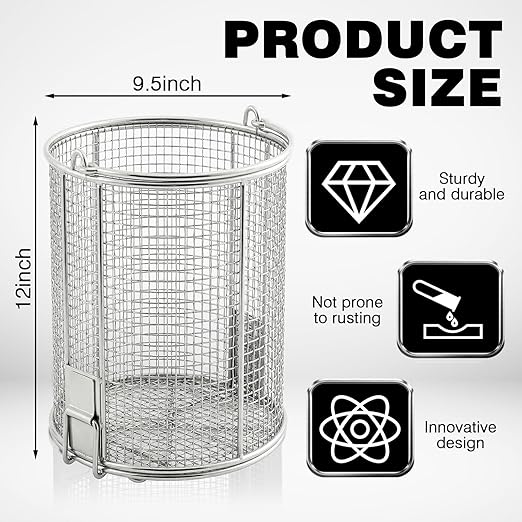 1 Pcs 1/4″ Mesh 5 Gallon Dip and Drain Stainless Steel Part Cleaning Strainer Basket for Buckets, Swing Handle, for Mechanics Auto Parts Washing Garage Shop Home Workshop, Bucket Not Included