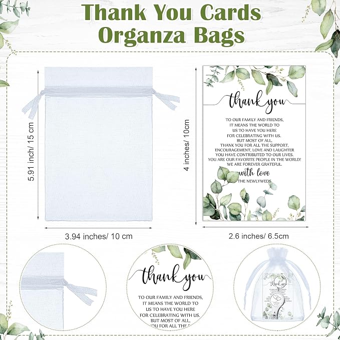 Fulmoon Wedding Multi Function Bottle Opener Nail Clipper Wedding Favors Brewery Cards White Organza Bags for Party Supplies Gift Souvenir Guests Men Women(50 Sets)