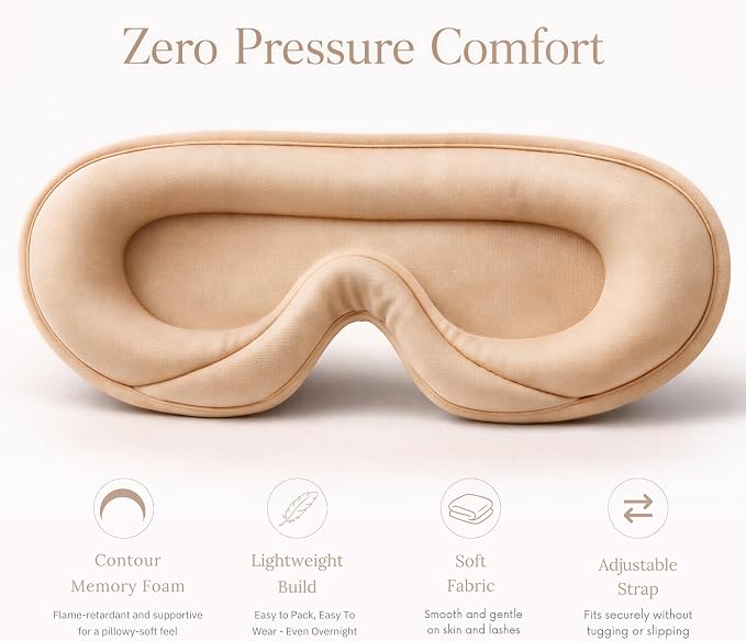 Anemone Contour Sleeping Mask for Women – Softer Than Silk Eye Masks for Sleep, Complete Blackout, Zero Eye Pressure Fit, Lightweight, Eye Care, Travel Essentials Included