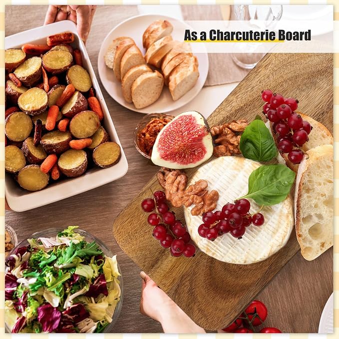 Didaey 6 Pcs Cutting Board Bulk Kitchen Thicken Chopping Platter with Handles Wooden Charcuterie Serving Trays Blank Wood Boards for Engraving Wedding Housewarming(Acacia Wood,17 x 6 Inch)